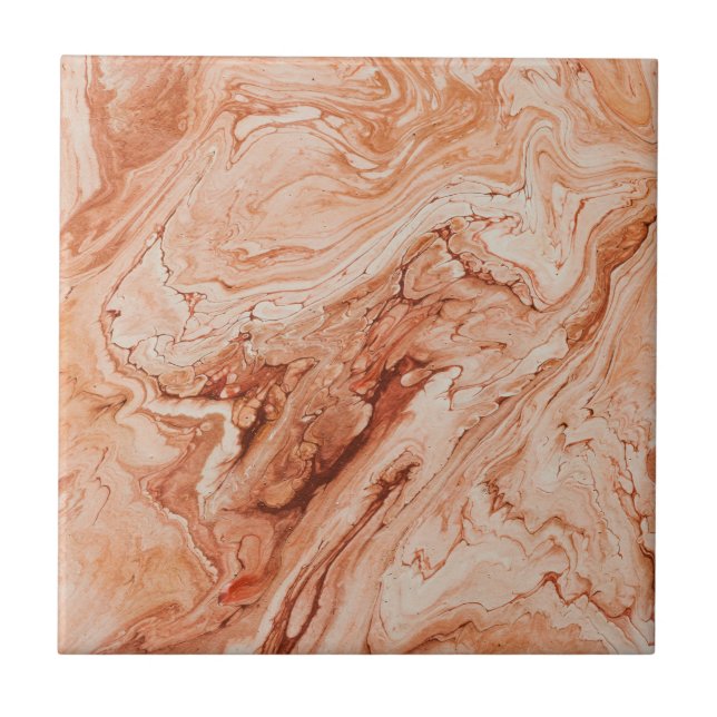 Boho Rust Marble Effect Earthy Abstract Tile (Front)