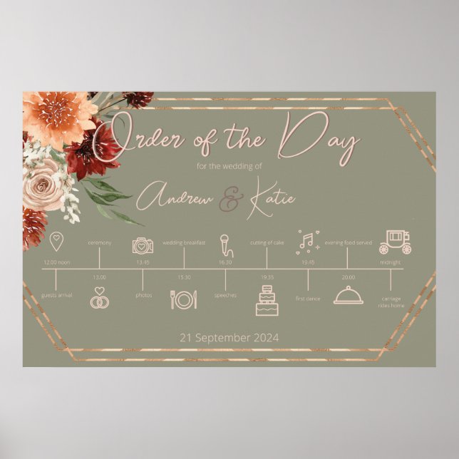 Boho Rust & Neutral Fall Floral Order of the Day 2 Poster (Front)