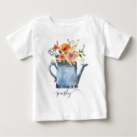 Boho Rust Orange Watercolor Flowers Watering Can