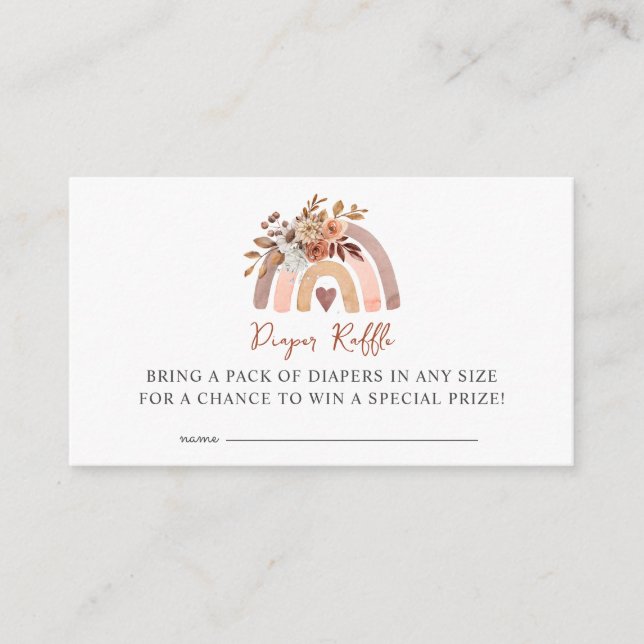 Boho rust Terracotta Baby Shower Diaper Raffle Enclosure Card (Front)