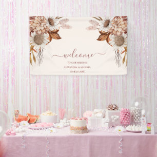 Boho Rust Terracotta Dried Fan Flowers Wedding Banner