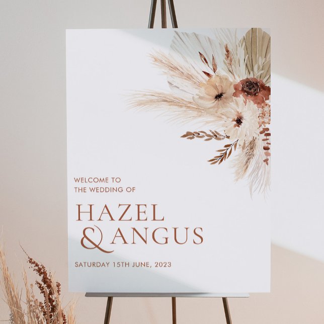 Boho Rust Terracotta Pampas Wedding Welcome Sign (Creator Uploaded)