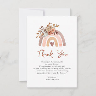 Boho Rust Terracotta Rainbow Baby Shower Thank You Card
