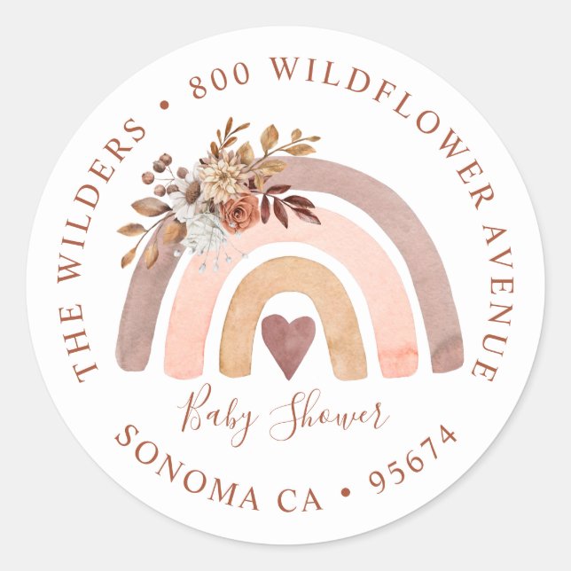 Boho Rust Terracotta Return Address Label Sticker (Front)