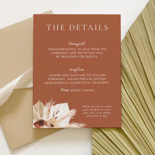 Boho Rust Terracotta Wedding Details Enclosure Card