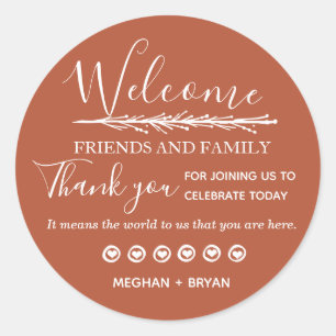 Boho Rust Terracotta Wedding Thank You Classic Round Sticker