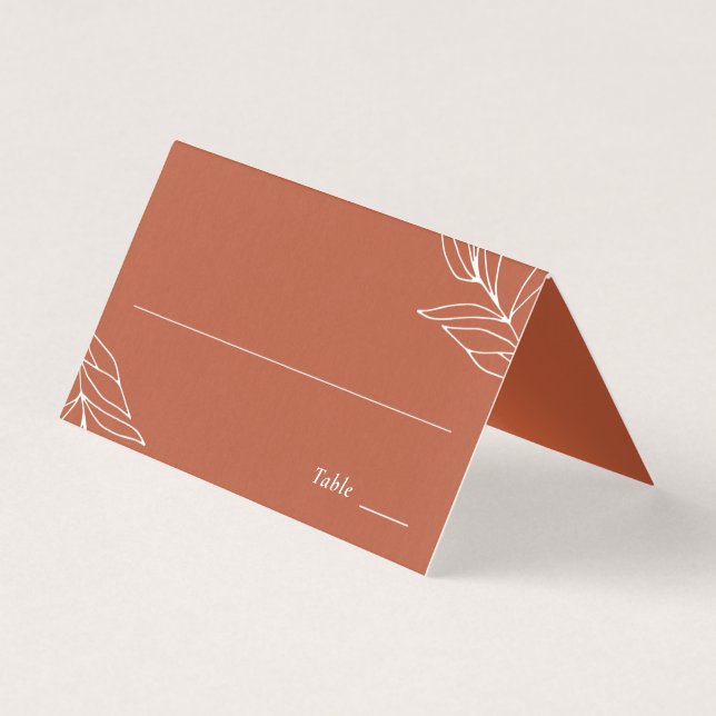 Boho Rust Wedding Reception Table Place Card (Front)