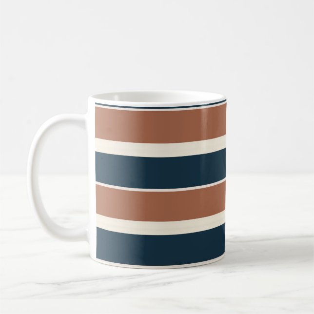 Boho Rustic and Navy Stripes  Coffee Mug (Left)