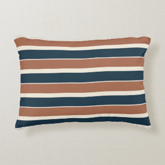 Boho Rustic and Navy Stripes Decorative Cushion