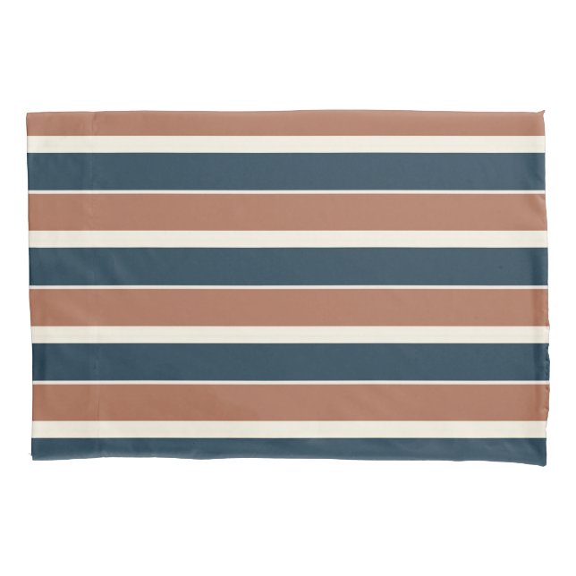 Boho Rustic and Navy Stripes  Pillowcase (Front)