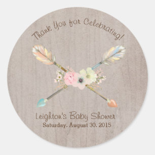 Boho Rustic Baby or Bridal Shower Favour Sticker