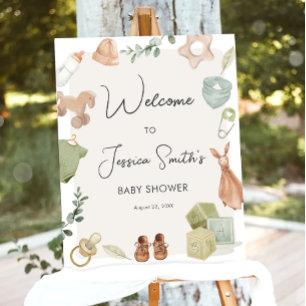 Boho Rustic Baby Shower Boy Neutral Welcome Poster