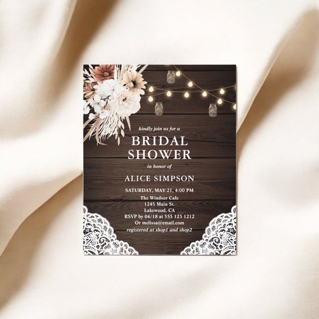 Boho Rustic Beige Flowers Bridal Shower Flyer (Creator Uploaded)