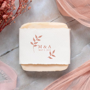 Boho Rustic Branches Wedding Initials Monogram Rubber Stamp