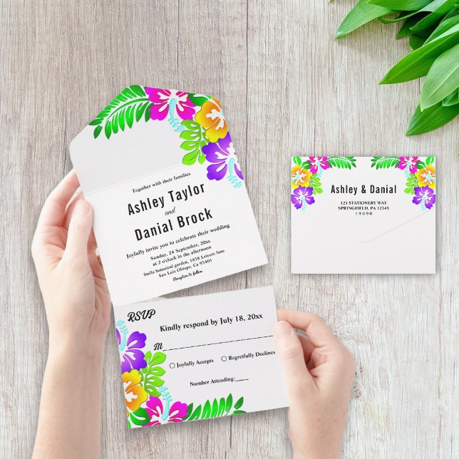 Boho Rustic Colourful Roses Summer Floral Wedding All In One Invitation (Creator Uploaded)