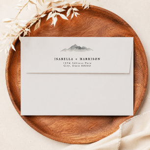 Boho Rustic Cream Mountain Wedding Invitation Envelope
