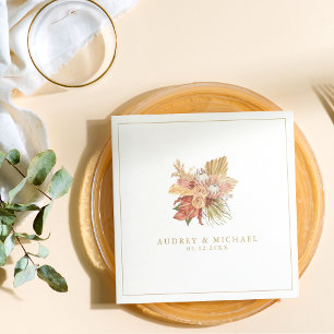 Boho Rustic Dried Floral Palm Leaf Wedding Napkin