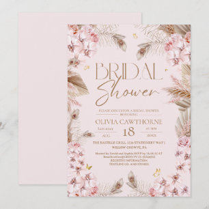 Boho Rustic Dusty Pink Bridal Shower Invitation