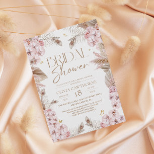 Boho Rustic Dusty Pink Bridal Shower Invitation