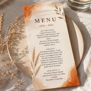 Boho Rustic Earth Tone Terracotta Wedding Menu