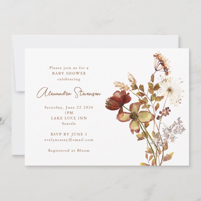 Boho Rustic Earthy Nature Botanical Baby Shower Invitation (Front)