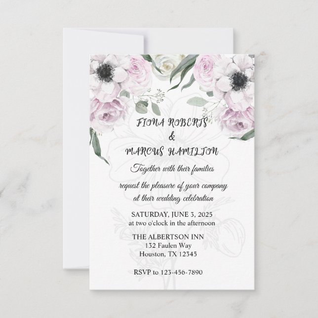 Boho Rustic Elegant Floral  Wedding  RSVP Card (Front)