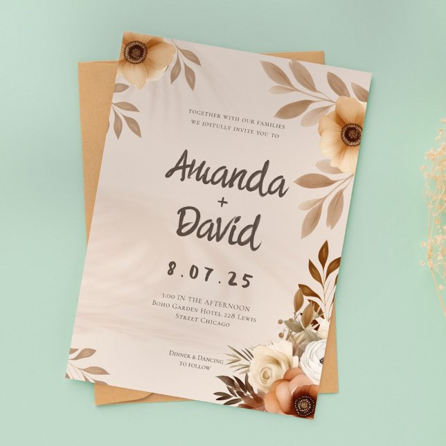 Boho Rustic Elegant Wedding Invitation (Creator Uploaded)