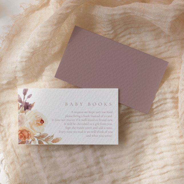 Boho Rustic Fall Floral Books For Baby Enclosure Card (Creator Uploaded)