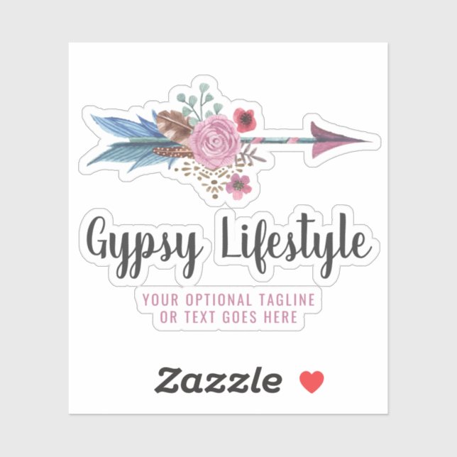 Boho Rustic Feather Arrow Watercolor Bohemian Logo (Sheet)