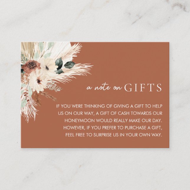 Boho Rustic Flora Wedding Wishing Well Gifts Card  (Front)