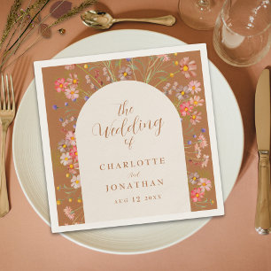 Boho Rustic Floral Arch Fall Wedding Napkin