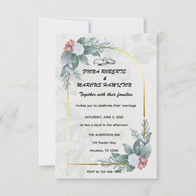 Boho Rustic Floral & Elegant Wedding  RSVP Card (Front)