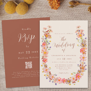 Boho Rustic Floral Fall Wedding Invitation
