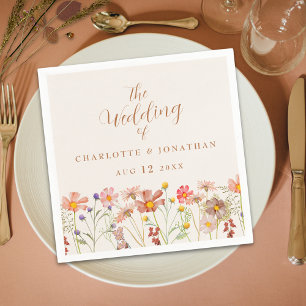 Boho Rustic Floral Fall Wedding Napkin
