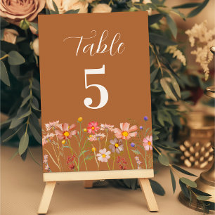Boho Rustic Floral Fall Wedding Table Number