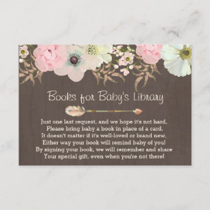 Boho Rustic Floral Feather Baby's Library Insert 2