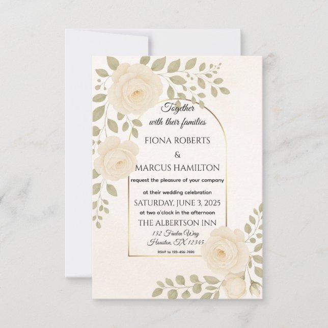 Boho Rustic Floral & Minimalist Elegant Wedding RSVP Card (Front)