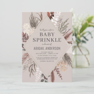 Boho Rustic Floral Pampas Grass Baby Sprinkle Invitation