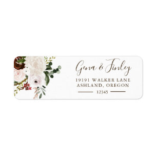 Boho Rustic Floral Rose Return Address