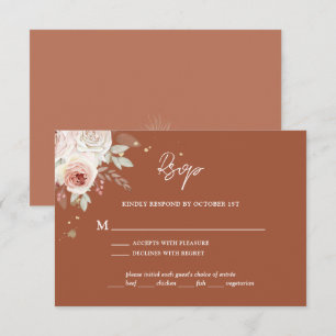 Boho Rustic Floral Terracotta Wedding RSVP Card