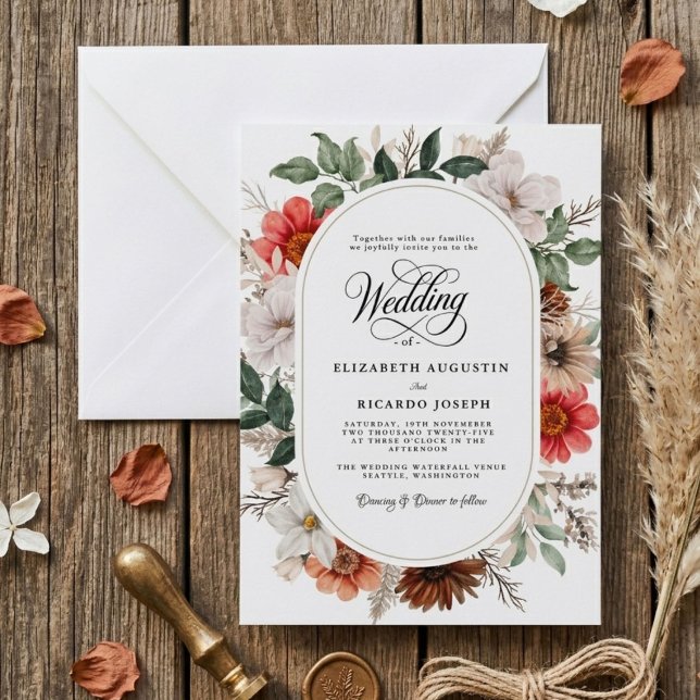 Boho Rustic Floral  Wedding Invitation (Creator Uploaded)