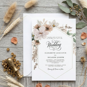 Boho Rustic Floral Wedding Invitation