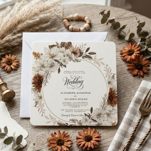 Boho Rustic Floral Wedding Invitation