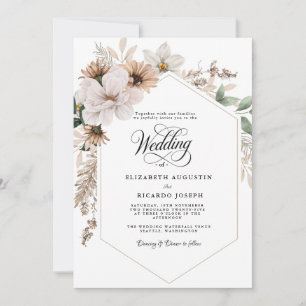 Boho Rustic Floral Wedding Invitation