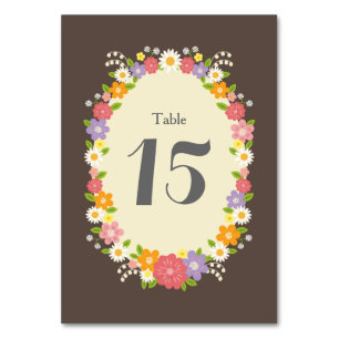 Boho Rustic Floral Wreath Wedding Table Number