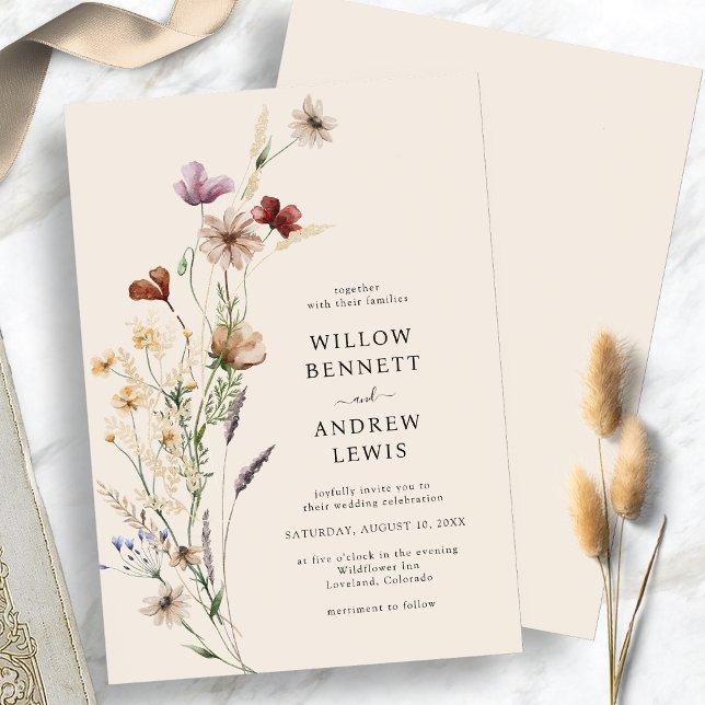 Boho Rustic Flowers Wedding Invitation (Boho Rustic Flowers Wedding Invitation
)