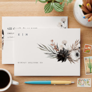Boho Rustic Gothic Rust Black Botanical Wedding Envelope
