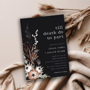 Boho Rustic Gothic Rust Black Botanical Wedding Invitation