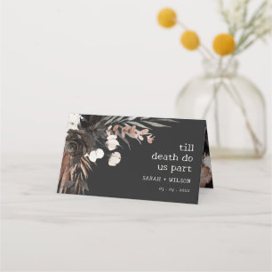 Boho Rustic Gothic Rust Black Botanical Wedding Place Card