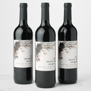 Boho Rustic Gothic Rust Black Botanical Wedding Wine Label